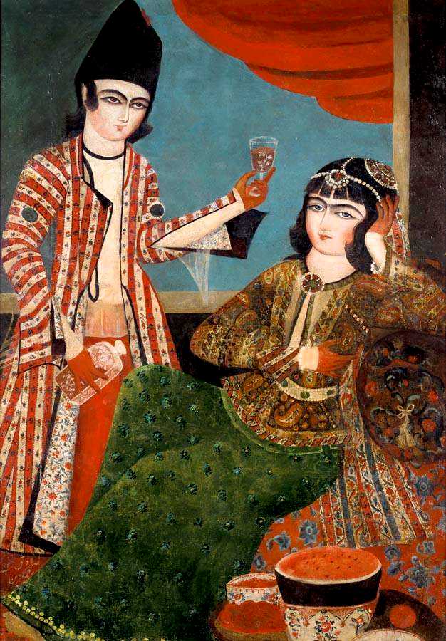 An Amorous Couple, Persia, 1787, by Muhammad Sadiq